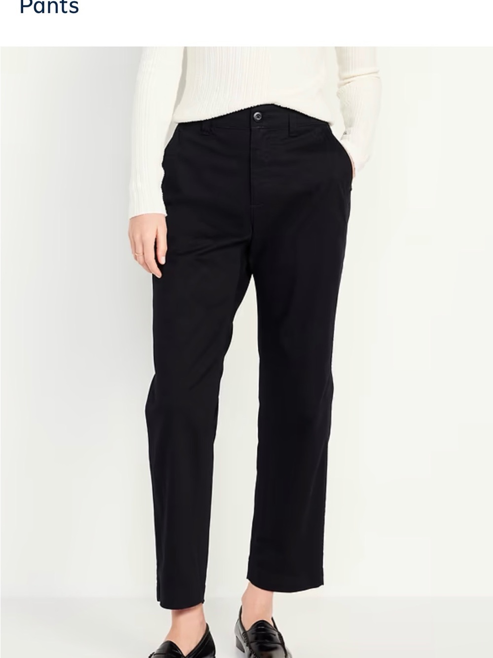 Old Navy Women’s High Rise OG Chino Pants, Cropped, Elastic Back, Black Jack